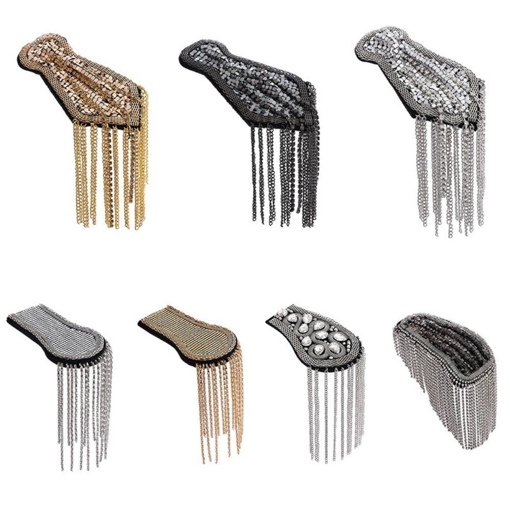 Brooch Tassel Chain Shoulder Board Punk Epaulette Jewelry Fringe Shoulder Mark Unisex