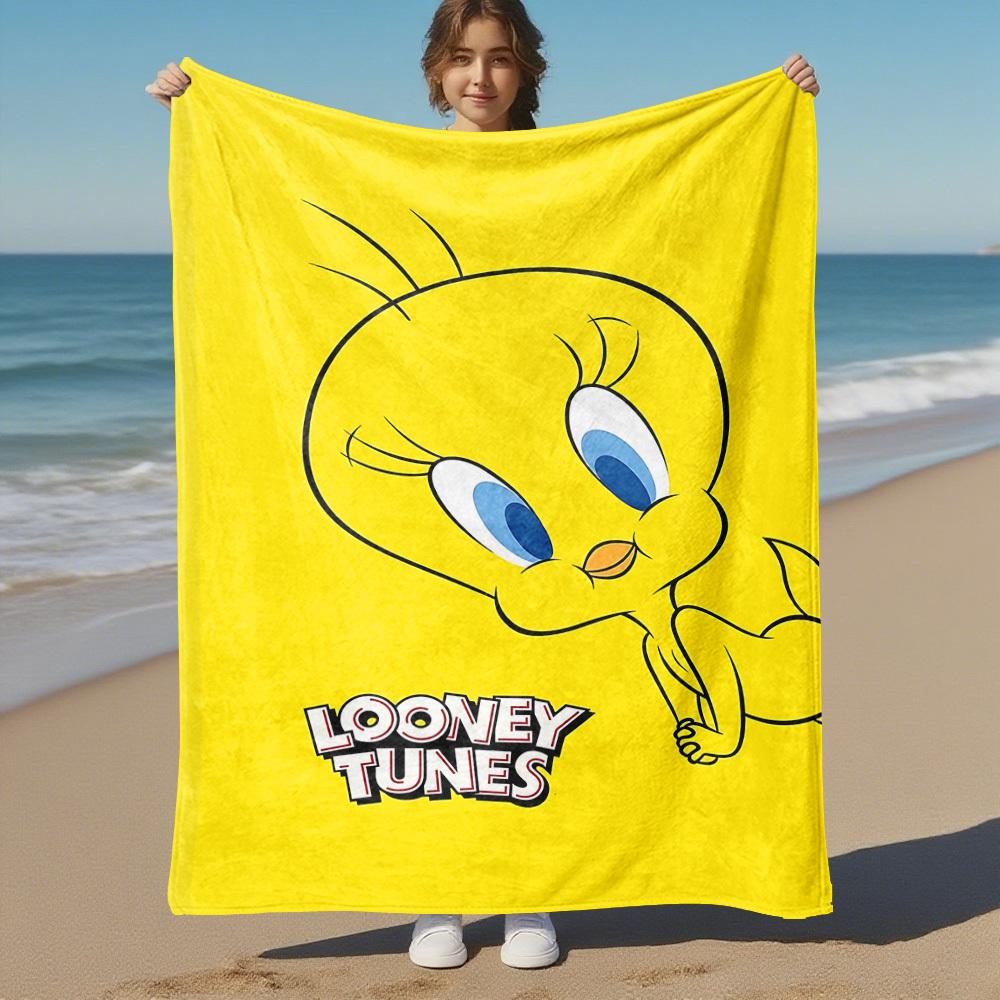 

1pc Looney Tunes Tweety Bird Outdoor Blanket - Throw Blanket, Soft , Flannel Blankets, Living Room, Travel, Camping-1102120 150x200cm