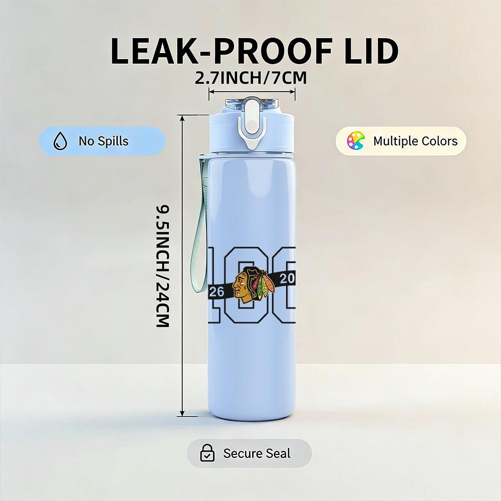PC Number One Hundred Bold Text Print 750ml colorful plastic sports water bottle leakproof pop up lid with straw for outdoor work home use