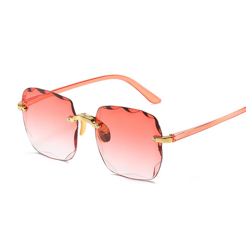 Vintage Rimless Square Sunglasses Woman Luxury Fashion Oversized Sun Glasses Female Retro Pink Black Gradient Mirror Oculos