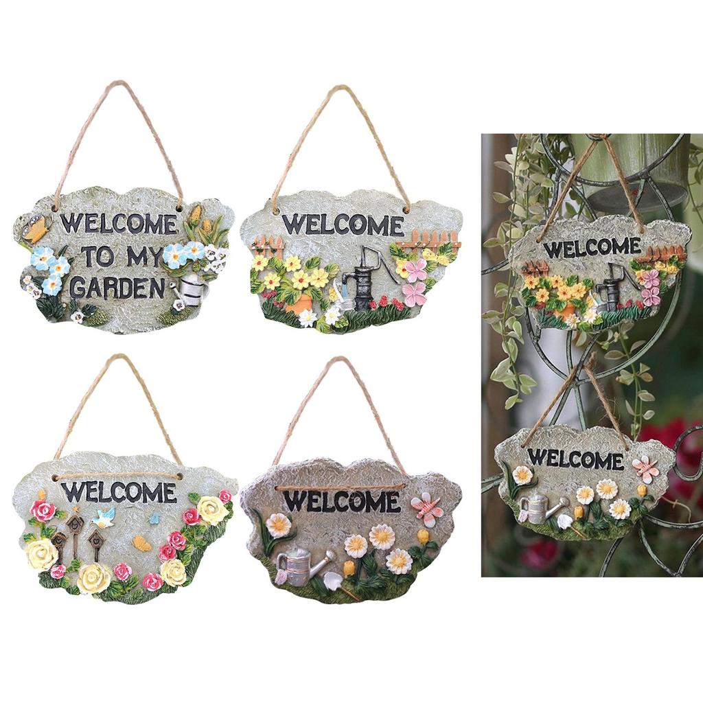 Resin Welcome Door Sign Plaque for Home Cafe Office Garden Decoration