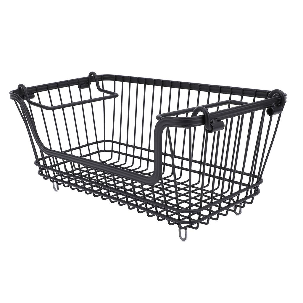 Freezer Basket Stackable Open Front Wire Storage Bin with Foldable Handle for Vegetable Fruit Snack