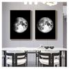 Schwarz-weißer nordischer Leinwand-Wanddruck, minimalistisches Gemälde, moderne Heimdekoration, Bild, Mondphase, Galaxie, Weltraum-Kunstposter