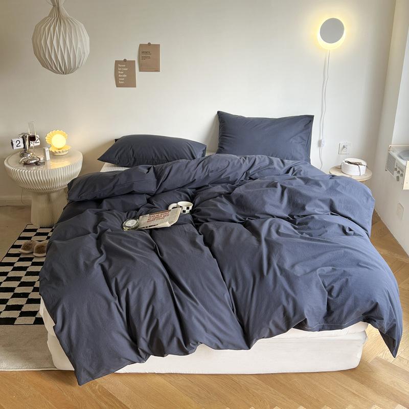 Ins Solid Color Washed Cotton Quilt Cover Single and Double Four Seasons Pure Cotton Quilt Cover