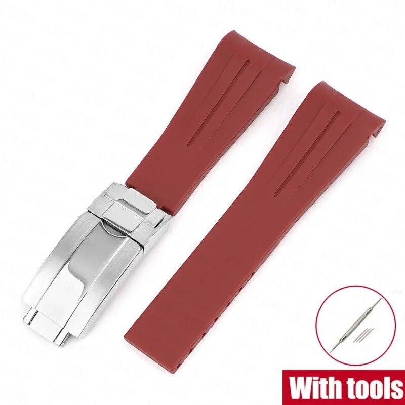 Rubber Watch Band Fit for Omega X Swatch Moonswatch 20mm Stainless Steel Folding Buckle Men Women Curved Replace Strap for Rolex