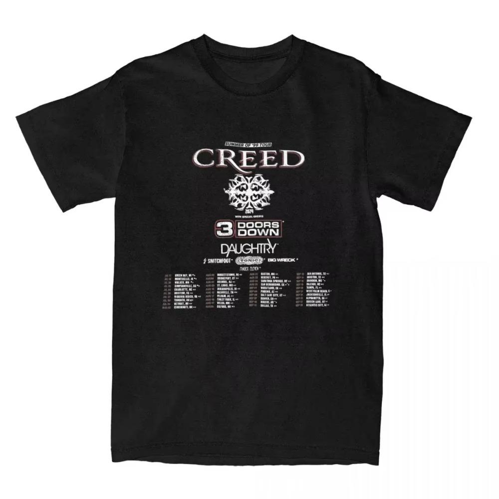 Summer Of 99 Creed Band 2024 Tour Shirt Accessories for Men Women  Vintage Tee Shirt Short Sleeve Clothing Gift Idea