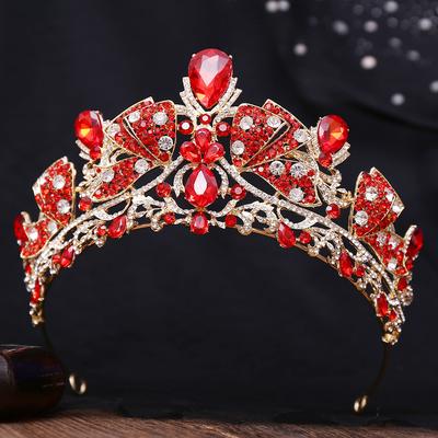 2026 Crystal Bow Crown Bridal Hair Accessories Premium European and American Crown Birthday Wedding