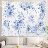 Navy Blue Watercolor Mountains Wall Tapestry, Sky Wall Hanging Large Tapestry Decoration Polyester Fiber White Hem Around for