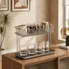 Stainless Steel Double-layer Water Cup Rack Anti-Fall Large Capacity Cup Storage Rack Saving Space with Drain Tray