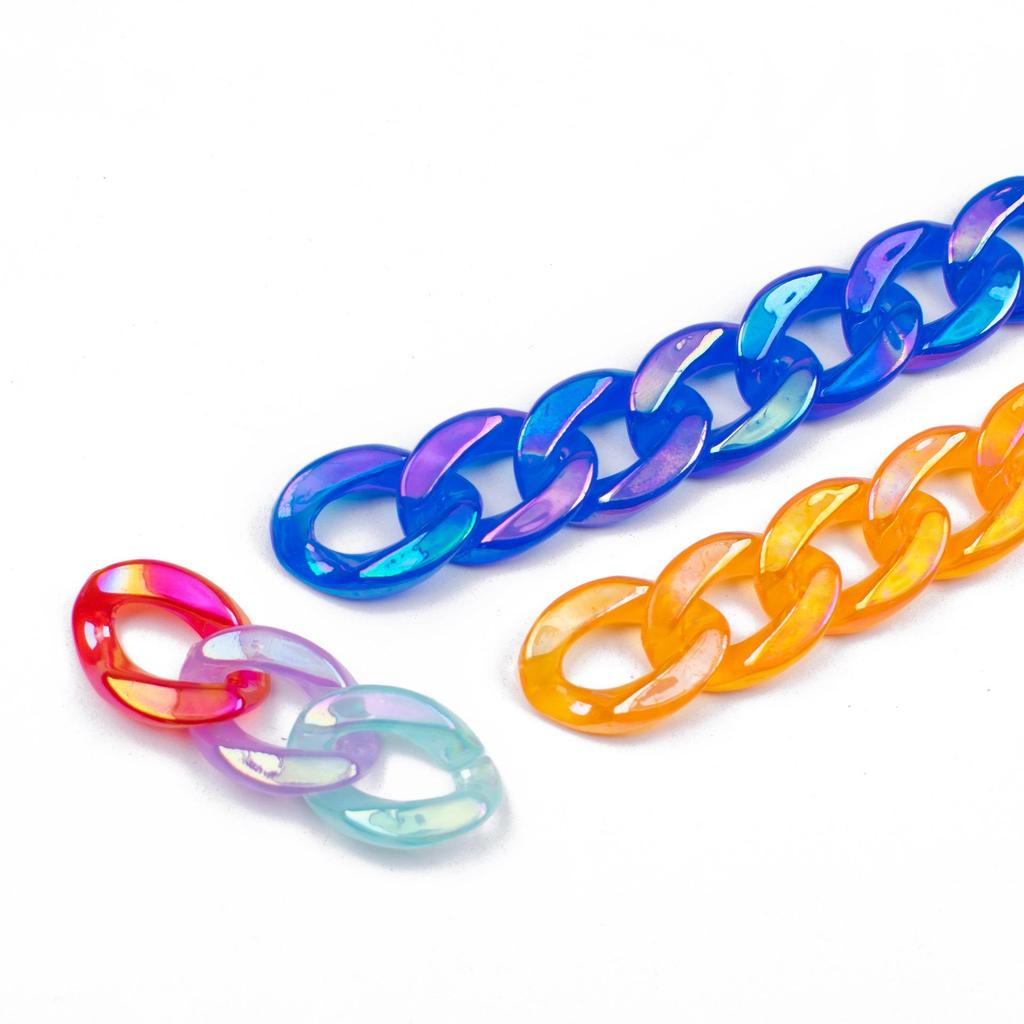 Acrylic Iridescent Chain & Jump Ring Set for DIY Jewelry and Phone Case Accessories