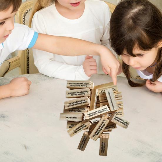 48 Buc. Blocuri de Lemn de Construcție Joc de Stivuire pentru Copii Băieți Fete Blocuri de Construcție Provocatoare Joc de Stivuire Echilibrare Joc de Societate Distractiv pentru Seara în Familie