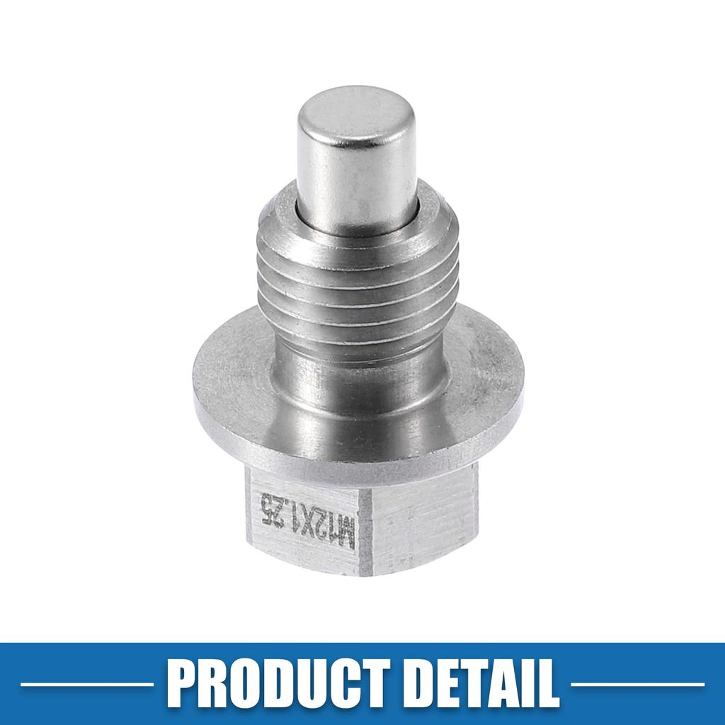 A ABSOPRO Car Engine Magnetic Drain Plug Stainless Steel with Copper Washers 2 Pack M12x1.25