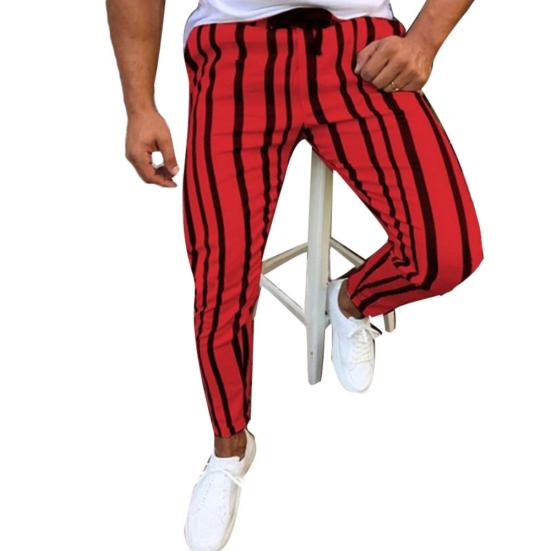 Pantalones Deportivos Chic para Hombre con Estampado de Rayas Verticales, Cordón Ajustable y Corte Skinny Lápiz