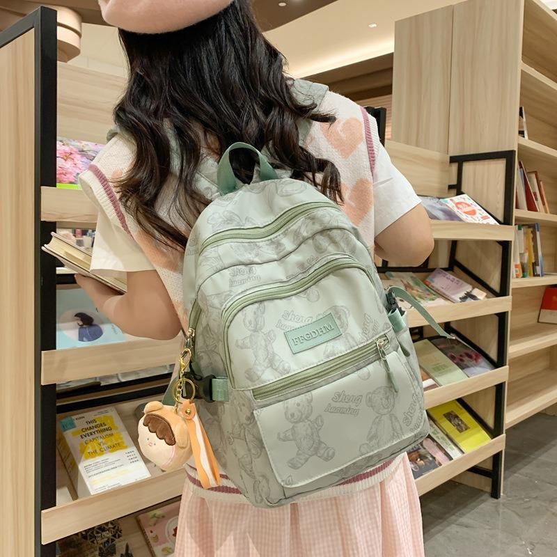 New Cute Bear Junior High School Backpack Large Capacity Girl Ultra Light Burden Reduction Ridge Protection Strong Durable Backpack Fashion