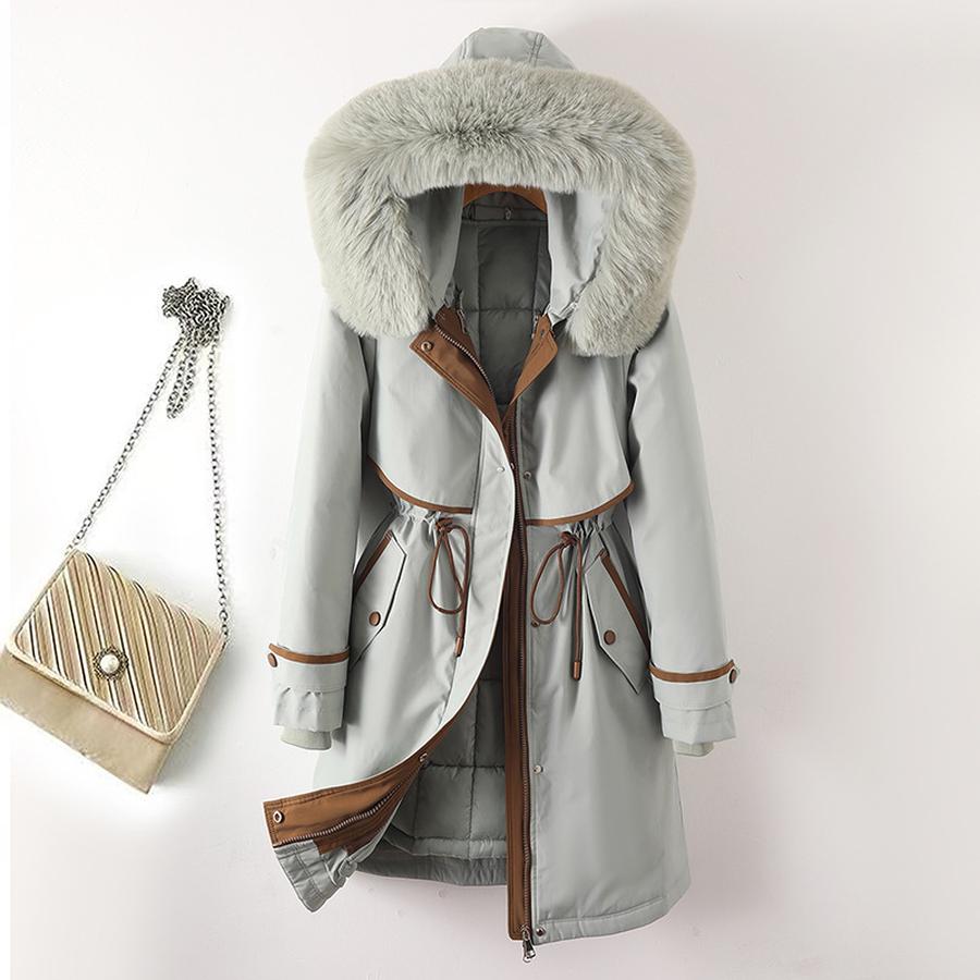 

Longline Two-Piece Puffer Coat for Women with Removable Fleece Lining 6XL світло-синій колір