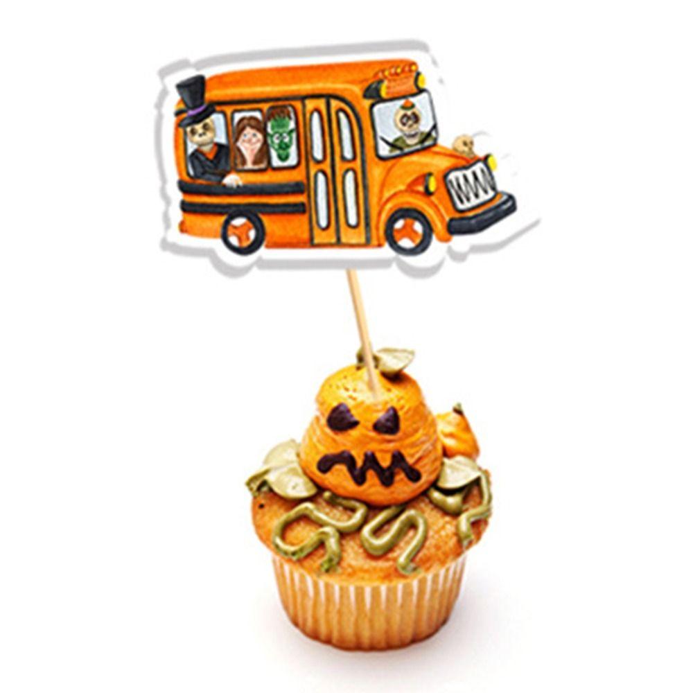 16Pcs Cute Cartoon Pumpkin Ghost Cake Inserts Creative Cake Insertion Label  Children's