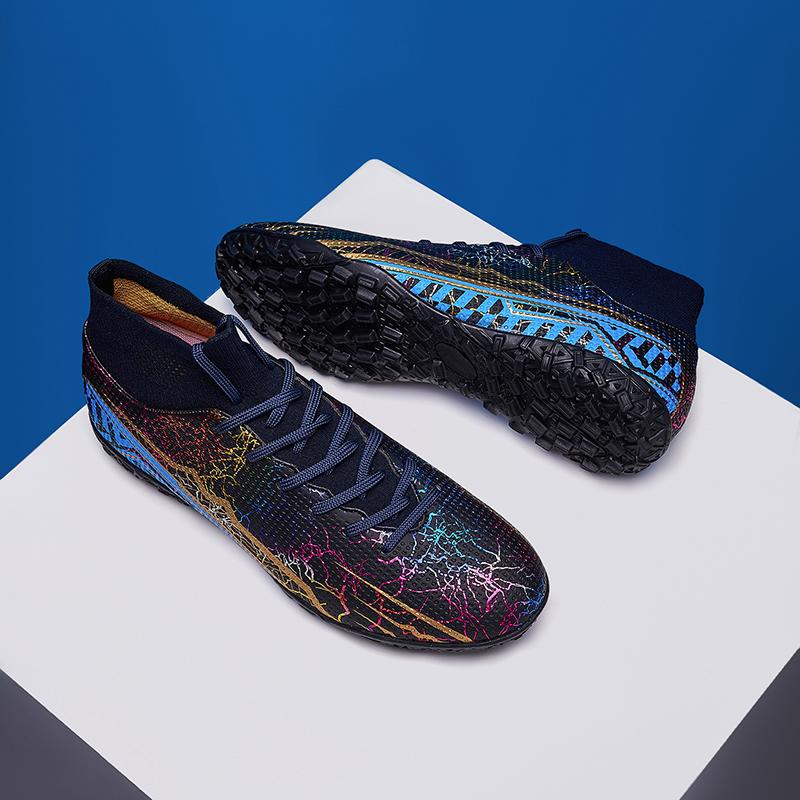 Youth Adult New Quality Shock Absorption Anti-skid and Wear-resistant High Top Short Spike Outdoor Football Shoes and Sports Shoes