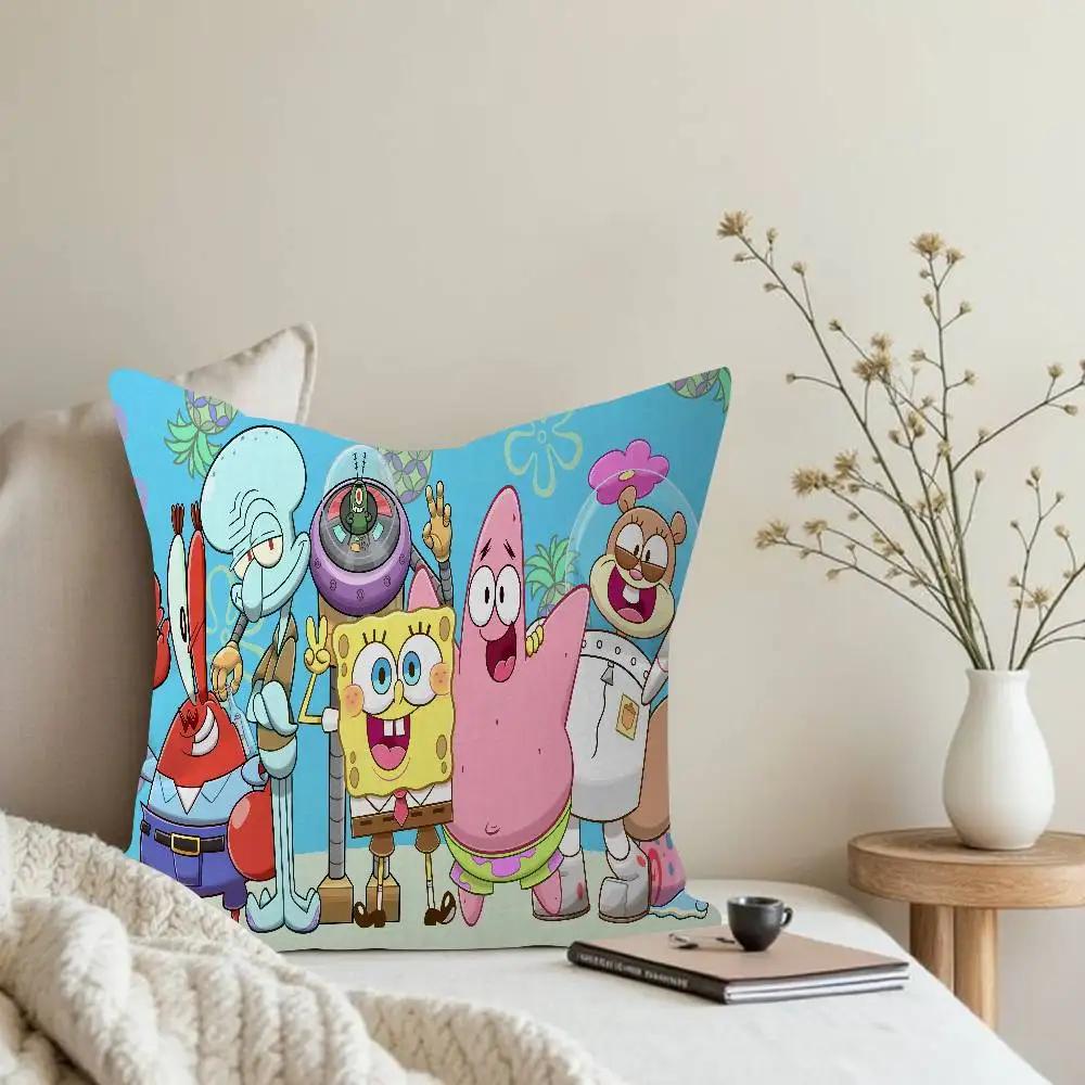 Cartoon Sponge And Bobs S-SquarePants Pillow Cushion Cover Pillowcase Living Room Sofa Home Decor Customized