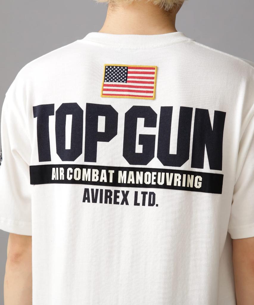 Avirex TOP GUN PATCH PRINT & T-SHIRT, Men's XL, 030, White, 783-3934013