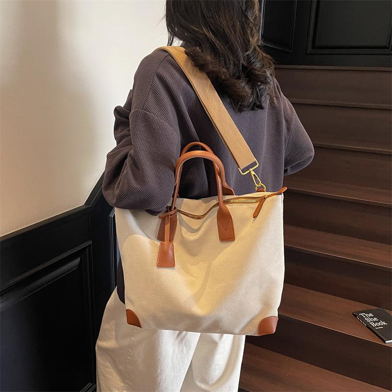 Summer hand-carried canvas bag women's new commuter single shoulder hand-carried large-capacity tote bag