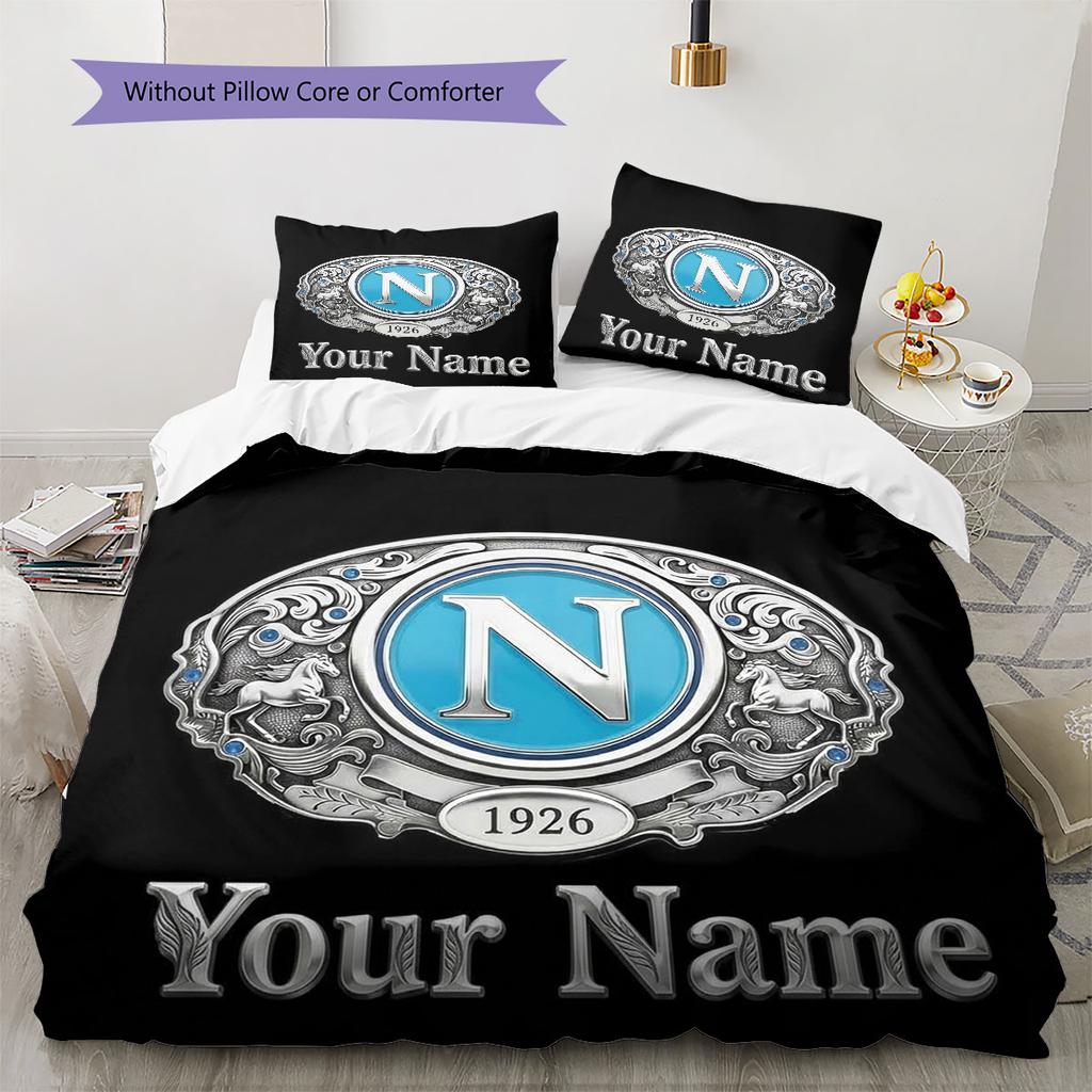 SSC Napoli Custom Name Pattern Bedding,Quilt Set Quilt Cover Pillowcase Home Birthday Gift(1 * duvet cover + 2 * pillowcase, without core)
