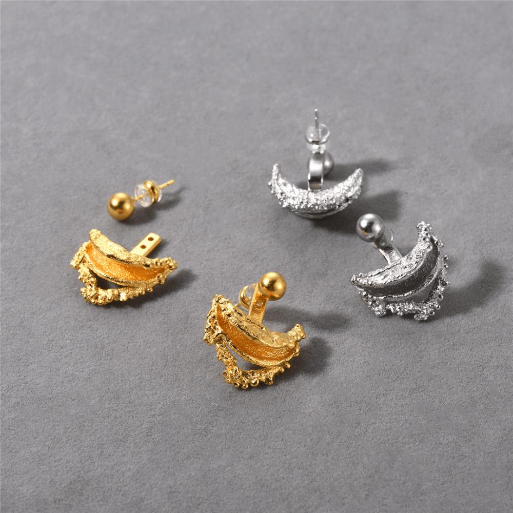 Vintage Semicircular Bending Irregular Old Removable Stud Earrings