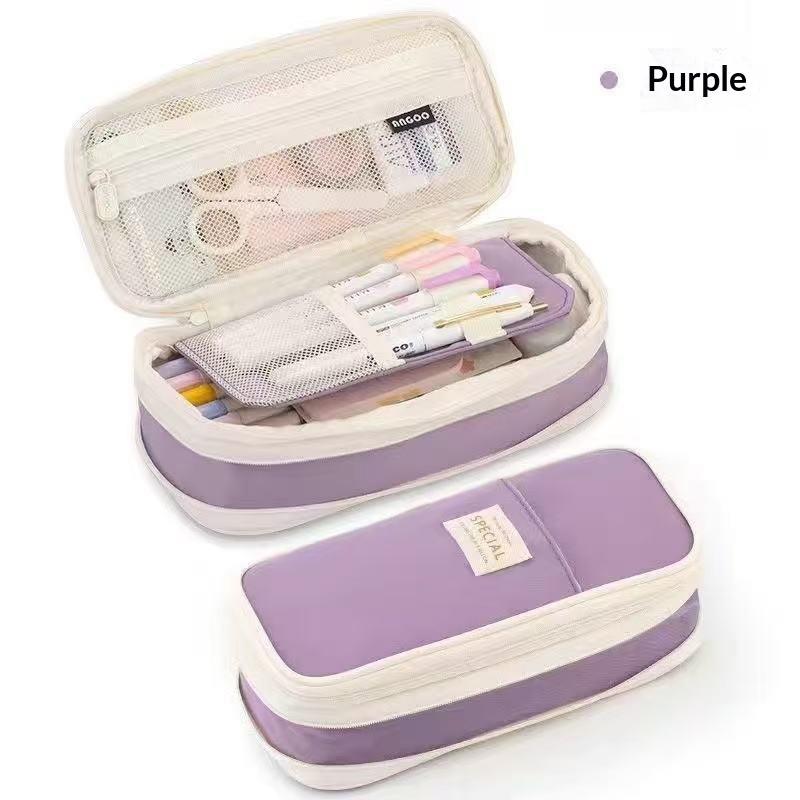Canvas Pencil Case Large Capacity Multiple Colors Perfect For Students School Office Daily Use