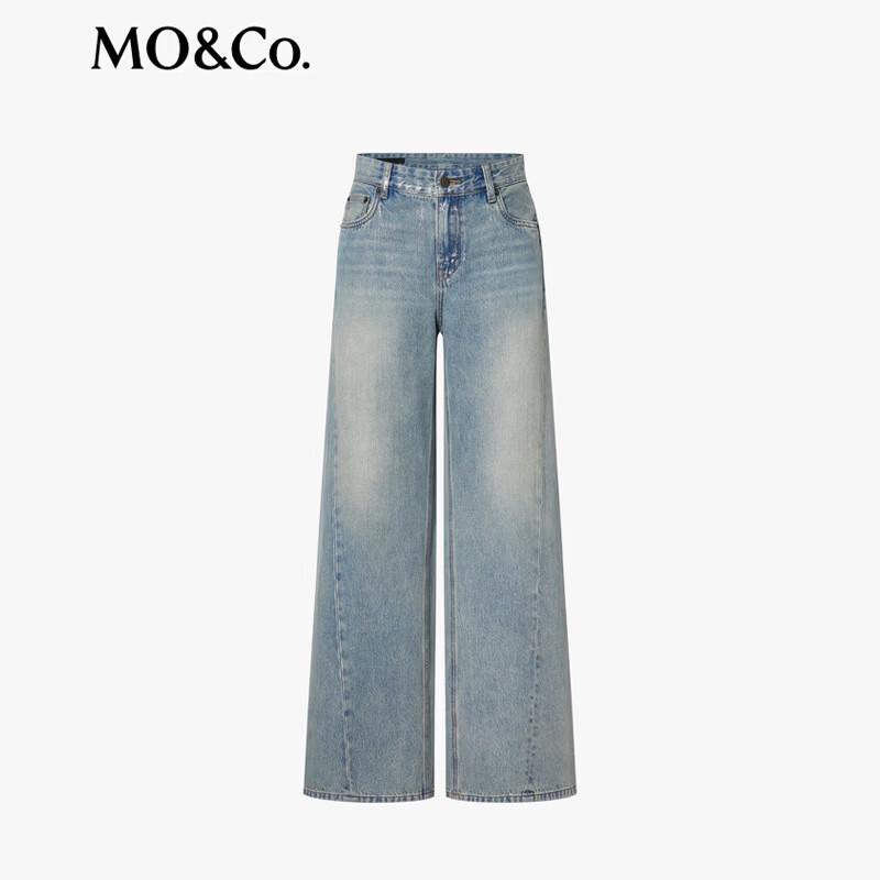 MO&Co. Women's Washed Indigo Wide-Leg Jeans