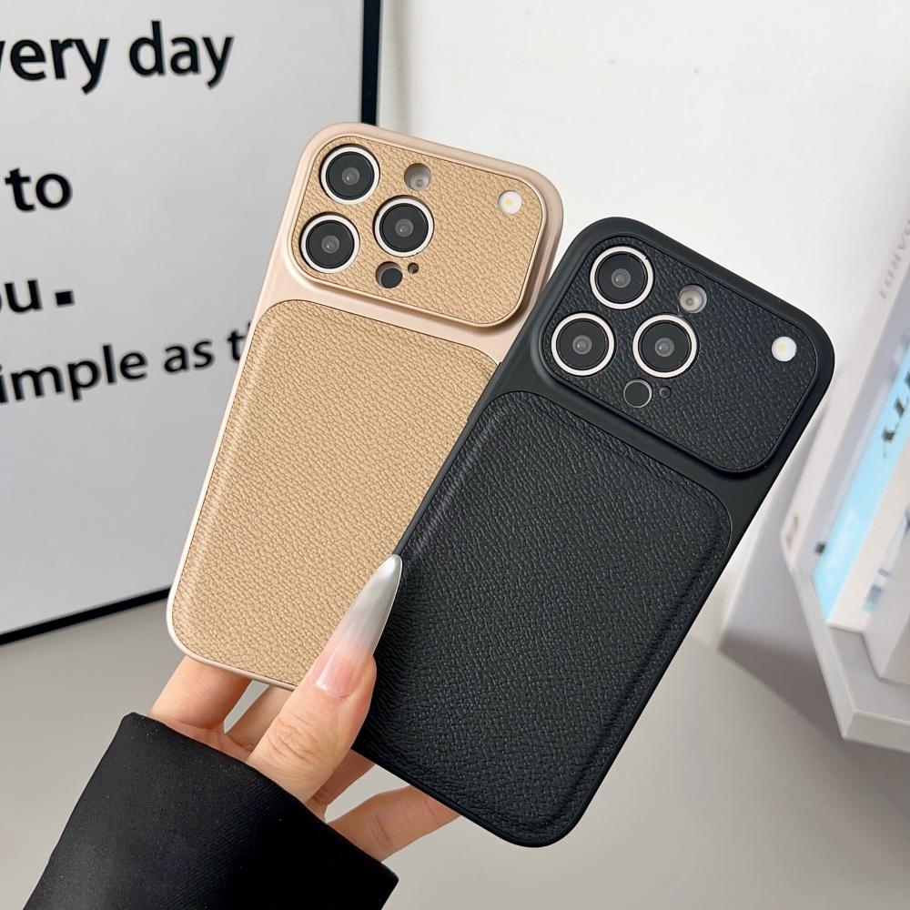 Original Frosted PU Leather Texture Phone Case For iPhone 17 Air 16 15 14 13 Pro Max Nonslip Shockproof Soft Orange Bumper Cover
