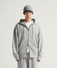 Small Logo Loose Fit Zip-Up Hoodie Grey