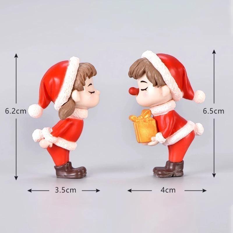 1-20Pairs Mini Christmas Couple Dolls DIY Decoration Accessories Desktop Ornaments Xmas Tree Holiday Party Home Decor Supplies