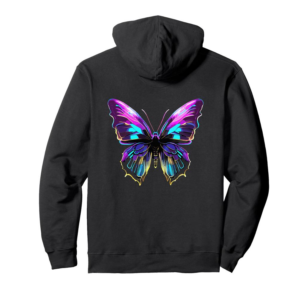 Rainbow Butterfly Art Colorful Butterfly Nature Hoodie (Back Print)