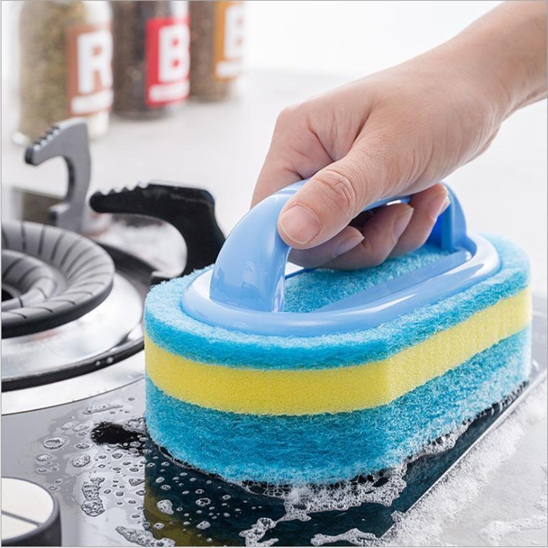Kitchen Cleaning Brush Thickened Hundred Cleaning Cloth Sponge Block Bathtub Sink Cleaning Brush Household Cleaning Brush