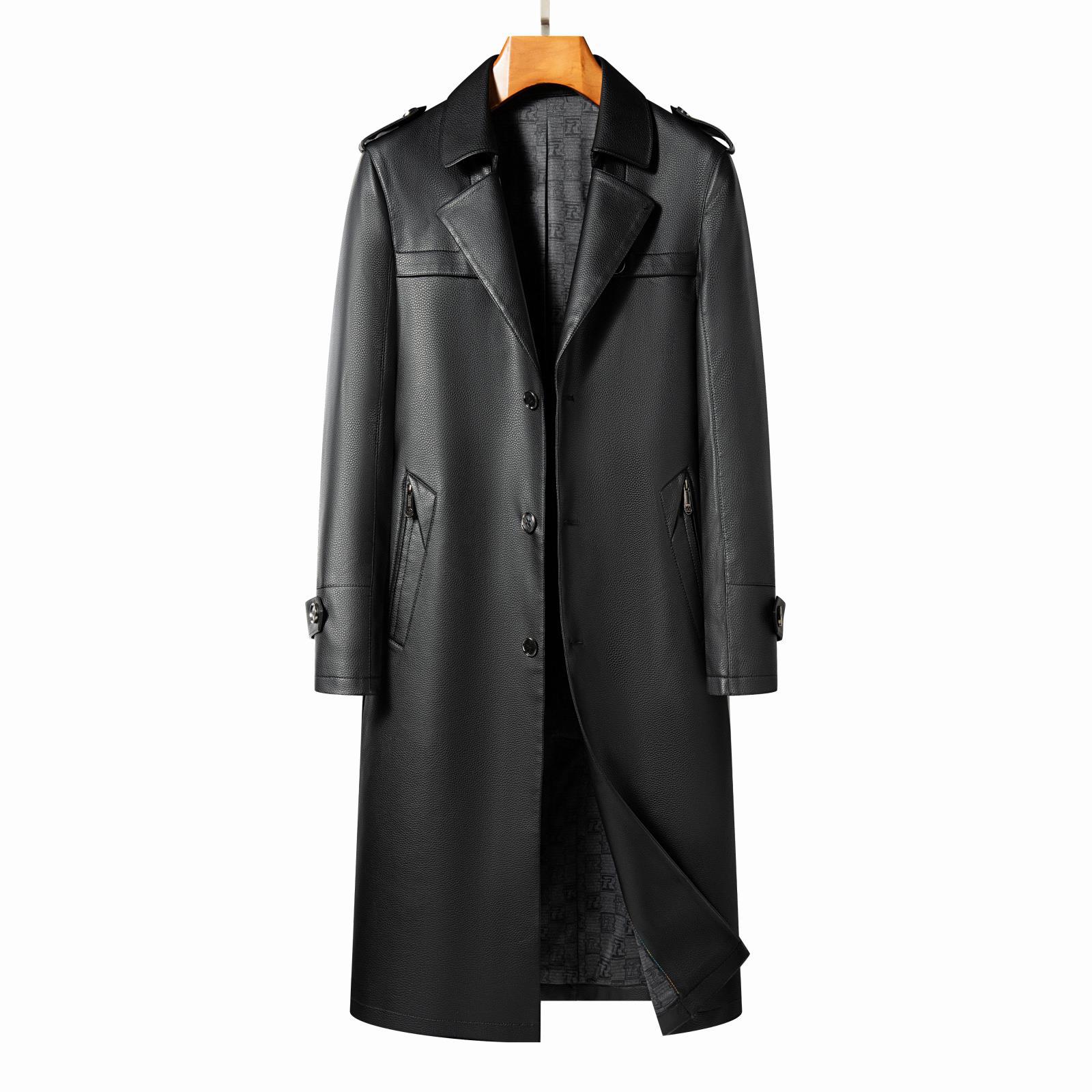 

Мужская длинная кожаная куртка осень-зима новая бархатная однобортная деловая повседневная куртка с ремнем из искусственной кожи кожаная ветровка мужская куртка 5XL