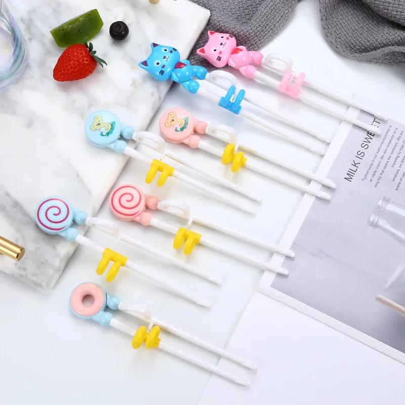 1 Pair Learning Chopstick Training Correction Cute Cat Baby Kids Children Chinese Chopsticks Learner Plastic Kitchen Tableware