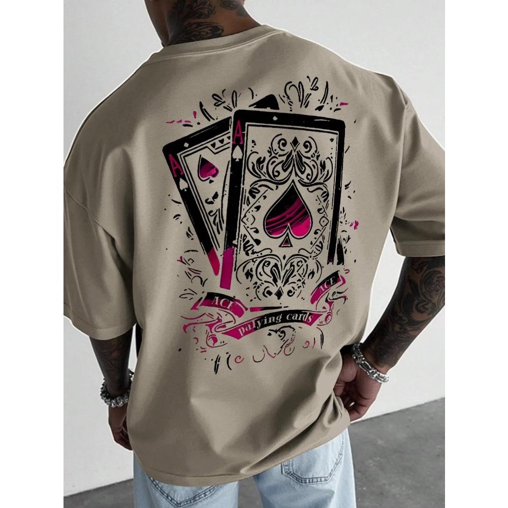 Summer Style Men's T-shirt Street Casual Fashion Comfortable Soft Breathable O-neck Short Sleeve 3D Playing Cards Print Pullover