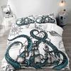Retro Pirates Duvet Cover Set Skull Octopus Treasure Map Bedding Set Adult Boy Girl Bedroom Decoration Single Double Large Size