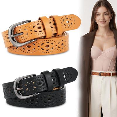 Women's Faux Leather Hollowed-out Waist Belt - Casual, Versatile, Decorative Fashion with Pin Buckle