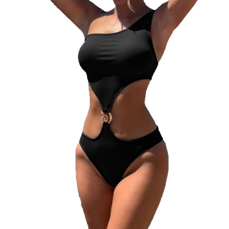 Women S Solid Color One Piece Bikini Swimsuit For Beach Vacation