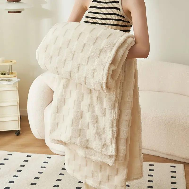 Bedding Waffle Plush Multifunctional Blanket Warm Soft Tuff Blanket Suitable for Autumn and Winter Sofa Bed Decor Cover Gifts