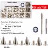 Set di Decorazioni per Giacca Punk Nera in Pelle con Borchie e Collare - 270 PZ