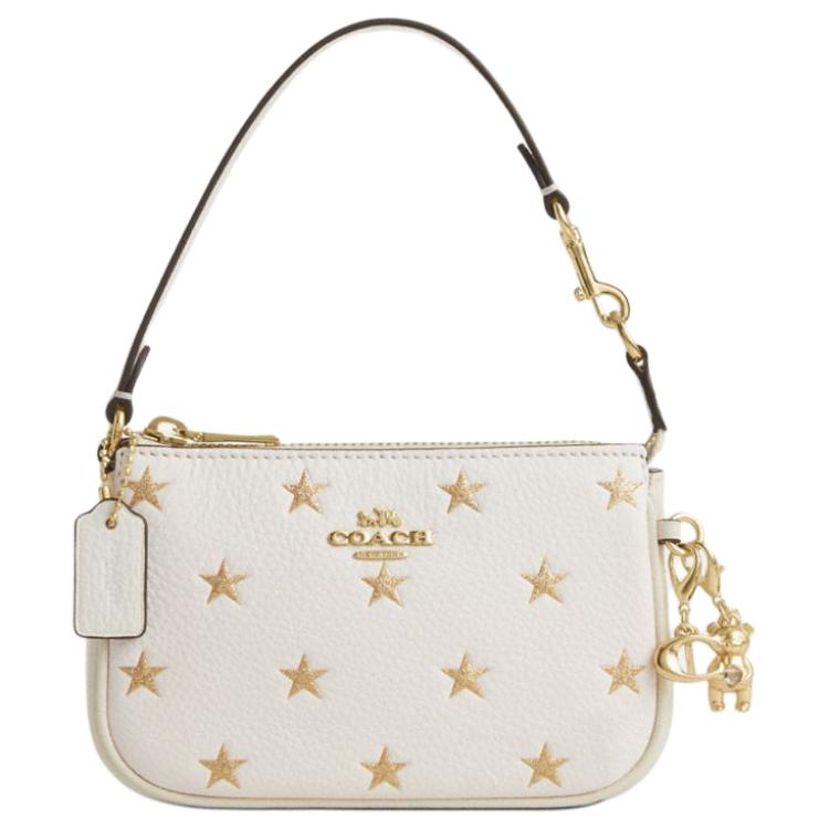 

Coach Nolita 15 Star Print Detachable Shoulder Strap Leather Tote Shoulder Bag Mini Women bags Chalk-White CW962-IMCAH Basic Set (Bag+Dust Bag)