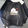Peach Cat Print Hoodie Kawaii Cartoon Goma Mochi Sweatshirt Women's Clothing Femme Korean Style Streetwear Men Hoody