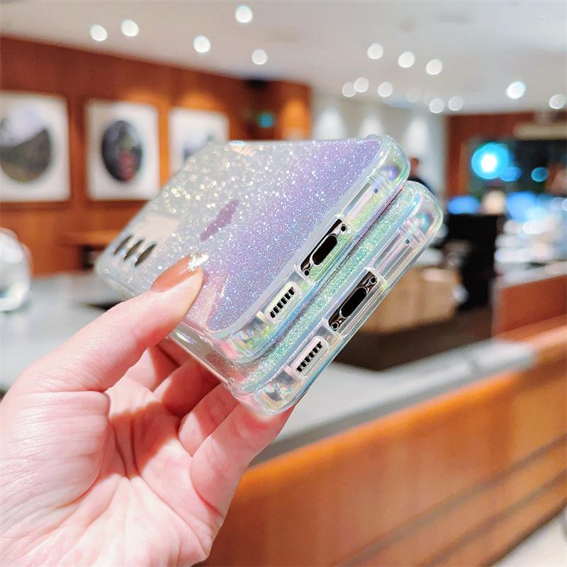 Iridescent Blue Love Heart Glitter Phone Case for Samsung Galaxy S23/S22/A55