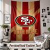 Wall Hanging Tapestry With Custom Name & Text, San Francisco 49ers Decorative Tapestry For Bedroom
