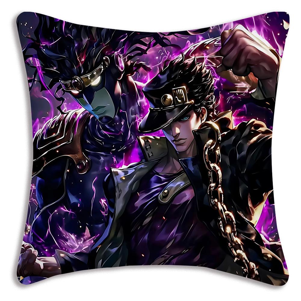 Pillow Covers Cartoon Jojo’S Bizarre Adventure Sofa Decorative Home Double-Sided Printing Short Plush Cute Cushion Cover