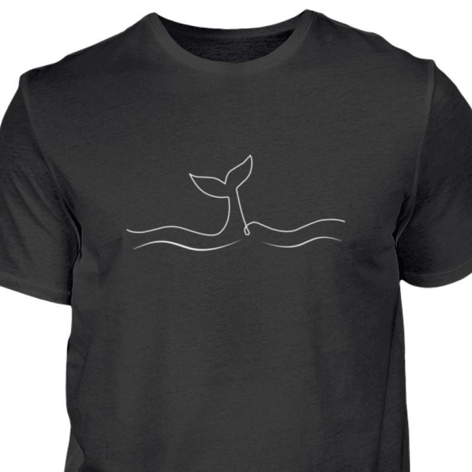Wal T-Shirt Minimal Design, Boho Natur Tee, Whale Shirt, Maritim Geschenk, Ocean Vibes T-Shirt, Ozean Tier Shirt Herren, Meer Wellen Shirt 4XL