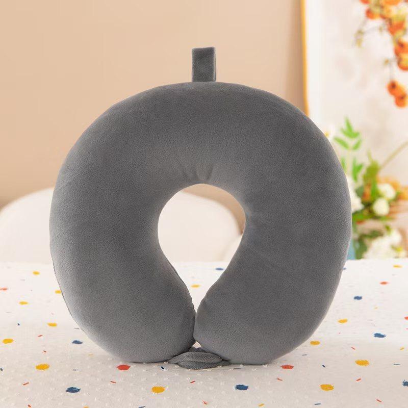 New In Minimalist Plush U-shaped Pillow Neck Airplane Pillow Traveling Car Home Office Neck Flight Pillow Snap Strap Soft Cover