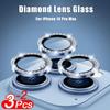 Diamond Lens Glass for IPhone17 16  15 14 13 12 11 Pro Max Camera Protector Cover for IPhone 14 Plus 14Pro Max Metal Ring Lens Glass Case