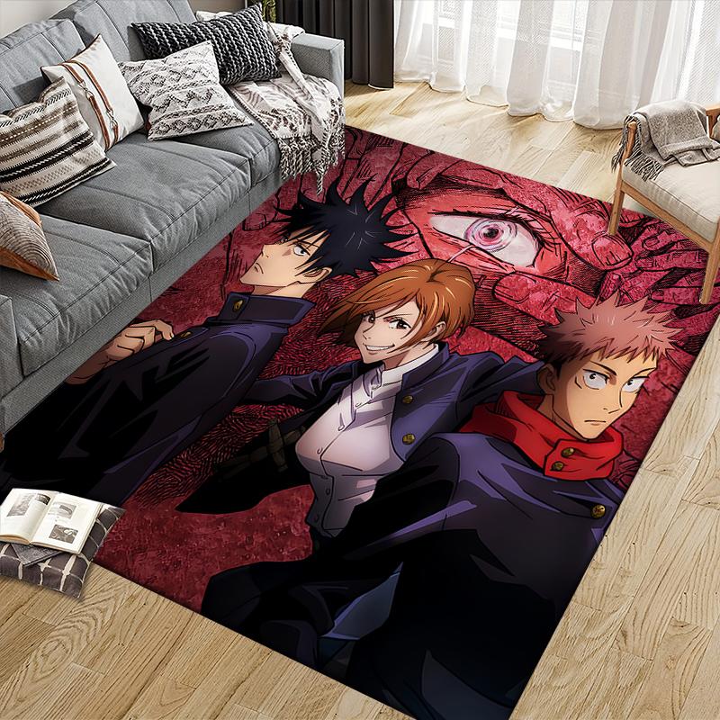 Jujutsu Kaisen Battle Square Area Rug, Non-Slip Floor Mat for Home Living Room, Perfect Gift for Fans.chl